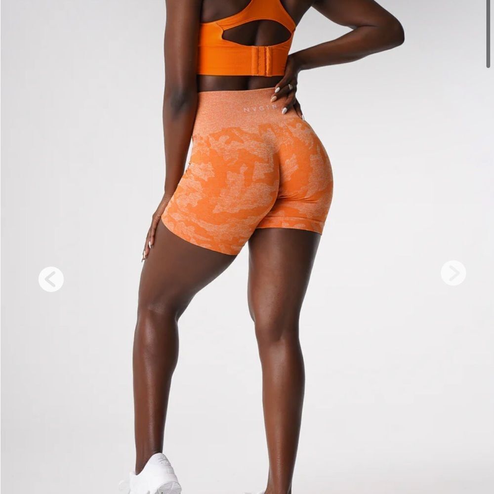 NVGTN Orange Camo Seamless Shorts. Size M. NWT